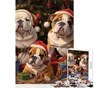 Rompecabezas de 1000 Piezas para Adultos diseño de Bulldogs navideños Juguetes para Decorar el hogar Regalos de Amigo Secreto Juego práctico para Entrenar el Cerebro y Las Manos tamaño 38x52cm