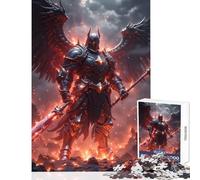Rompecabezas de 1000 Piezas para Adultos diseño de Caballero Alado en un Paisaje ardiente Ideal para Decorar Paredes Regalos Juegos relajantes y para Mejorar el Amor en Pareja Tamaño 38x52cm