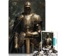 Rompecabezas de 1000 Piezas para Adultos, diseño de Caballero Medieval majestuoso, Ideal para Pasar el rato en casa con Piezas aleatorias Que se entrelazan (tamaño 75x50cm)
