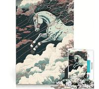 Rompecabezas de 1000 Piezas para Adultos diseño de Caballo Ukiyo E Fabricado en Japón y China Juego Imposible interacción Entre Padres e Hijos Lista de Deseos con Papá Noel 38x26cm