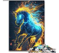 Rompecabezas de 1000 Piezas para Adultos, diseño de Caballos con relámpagos Fabricado en cartón Entretenimiento Relajante, Navidad y decoración del hogar 1000 Piezas(26x38cm)