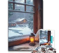 Rompecabezas de 1000 Piezas para Adultos, diseño de cabaña acogedora con Vista a la Ventana, Juego Educativo Familiar, Ideas de Regalo educativas, 50x75cm (1000 Piezas)