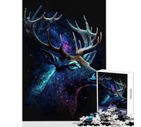 Rompecabezas de 1000 Piezas para Adultos diseño de Cabeza de Ciervo Colorido antiestrés Mujeres y Hombres Juego difícil y desafiante tamaño 38x52cm