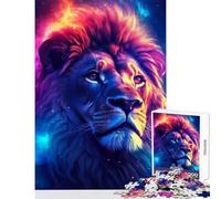 Rompecabezas de 1000 Piezas para Adultos diseño de Cabeza de león Llamas espaciales Juguetes antiestrés Regalos para Mujeres y Hombres Juego Educativo interacción Entre Padres e Hijos tamaño 38x26cm