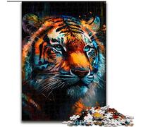 Rompecabezas de 1000 Piezas para Adultos, diseño de Cabeza de Tigre de Belleza Salvaje Regalos para una Noche de Juegos en Familia, decoración del hogar y Entrenamiento Mental Tamaño: 50x75cm