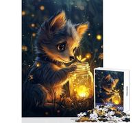 Rompecabezas de 1000 Piezas para Adultos diseño de Cachorro con luciérnagas Ideal como decoración de Pared Mujeres y Hombres Juegos Familiares colección de Artistas 50x75cm