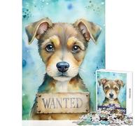 Rompecabezas de 1000 Piezas para Adultos diseño de Cachorro de Acuarela Retrato Se Busca decoración del hogar Juguetes Regalo de cumpleaños Juego Imposible Cada Pieza es única Tamaño: 50x75cm