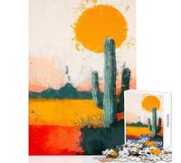 Rompecabezas de 1000 Piezas para Adultos diseño de Cactus de Acuarela del Desierto Juegos Ideal para interacción Entre Padres e Hijos tamaño 38x52cm