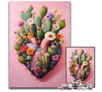 Rompecabezas de 1000 Piezas para Adultos, diseño de Cactus y corazón, de Madera, cumpleaños o para Mayores de 14 años, 50x75cm