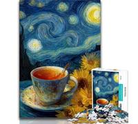 Rompecabezas de 1000 Piezas para Adultos, diseño de café y Cielo Nocturno para Adolescentes, Ideal como Juego Educativo Familiar para Decorar tu Escritorio (tamaño 38x26cm)