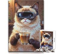 Rompecabezas de 1000 Piezas para Adultos, diseño de café y Realidad Virtual Juego Educativo y Divertido de Actividades de Aprendizaje Cualquier ocasión Tamaño: 38x52cm