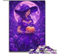 Rompecabezas de 1000 Piezas para Adultos, diseño de Calabaza y Bruja, desafiante Rompecabezas para Adolescentes, decoración del hogar o Regalo, 50x75cm