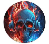 Rompecabezas de 1000 Piezas para Adultos, diseño de Calavera con Auriculares, de cartón, Ideal como Juguete de Inteligencia para Juegos Familiares en Interiores (67,5x67,5cm)