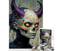Rompecabezas de 1000 Piezas para Adultos diseño de Calavera de Diablo Urbano con Cuernos Ideal para Decorar el hogar Juego práctico con Piezas aleatorias Que se entrelazan