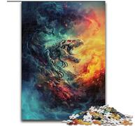 Rompecabezas de 1000 Piezas para Adultos,diseño de Calavera de Dinosaurio de Colores,de Madera,Ideal para divertirse en Familia,Relajarse y Regalar en Vacaciones,Ideal para Fiestas de cumpleaños