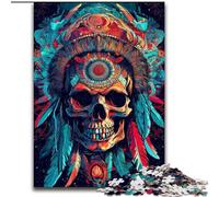 Rompecabezas de 1000 Piezas para Adultos,diseño de Calavera de Las Primeras Naciones,de cartón,tamaño 26x38cm, divertirse en Familia en Navidad,Acción de Gracias,cumpleaños y Pascua.