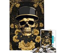 Rompecabezas de 1000 Piezas para Adultos diseño de Calavera Negra y Dorada Arte Militar Ayuda a ejercitar el Cerebro desafío difícil Juegos relajantes para Mayores de 14 años Juego Incluido