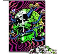 Rompecabezas de 1000 Piezas para Adultos, diseño de Calavera psicodélica de Madera, Mayores de 14 años, 50x75cm, Ideal para Adolescentes