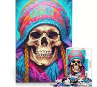 Rompecabezas de 1000 Piezas para Adultos diseño de Calavera psicodélica Juego práctico decoración del hogar colección de Artistas Bellas Artes 38x52cm