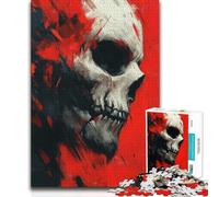 Rompecabezas de 1000 Piezas para Adultos, diseño de Calavera roja, Juego Educativo Familiar, Ideas de Regalo educativas, 38x52cm (1000 Piezas)