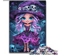 Rompecabezas de 1000 Piezas para Adultos, diseño de Calavera y Bruja Un desafío para la Mente, Actividad Familiar, decoración del hogar, Regalo navideño (50x75cm)