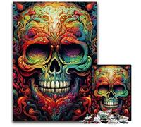 Rompecabezas de 1000 Piezas para Adultos, diseño de Calaveras Coloridas, Rompecabezas imposibles para Adultos, decoración del hogar, Regalo, Juego de ingenio, 26x38cm/10,23x14,96 Pulgadas