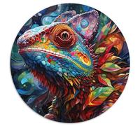 Rompecabezas de 1000 Piezas para Adultos, diseño de camaleón Redondo de cartón, Adolescentes, Parejas y Amigos, para cumpleaños y Navidad (67,5 x 67,5 cm).