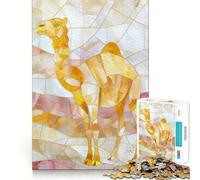 Rompecabezas de 1000 Piezas para Adultos,diseño de Camello,decoración Dorada,Corte preciso,Juego de concentración,Regalo,Juego de Ocio,Escena navideña,Arte (50x75cm)