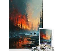 Rompecabezas de 1000 Piezas para Adultos diseño de Caminantes de Incendios forestales Juguetes antiestrés Divertido Juego de ingenio para Mejorar el Amor en Pareja tamaño 38x26cm