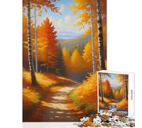 Rompecabezas de 1000 Piezas para Adultos diseño de Camino en el Bosque otoñal Juguetes antiestrés Obras de Arte Regalo Juegos Familiares difícil y desafiante tamaño 50x75cm