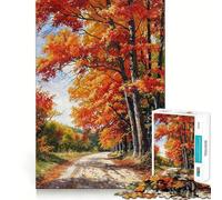 Rompecabezas de 1000 Piezas para Adultos,diseño de Camino otoñal,decoración de Corte preciso,Juguete para ejercitar la Mente,Ideal para el Tiempo Libre,Regalo de cumpleaños o artístico (38x26cm)