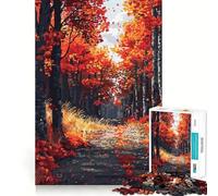 Rompecabezas de 1000 Piezas para Adultos,diseño de Camino otoñal,Pixel Art,Bordes limpios,Juego cognitivo Divertido,Juego Lento,diversión Festiva,Regalo de Ocio (38x52cm)