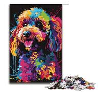 Rompecabezas de 1000 Piezas para Adultos diseño de caniche DJ neón cumpleaños para Adolescentes a Partir de 14 años 1000 Piezas (38 x 26 cm)