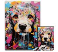 Rompecabezas de 1000 Piezas para Adultos, diseño de caniche, Grafiti, de Madera, Juego Interactivo Familiar, Regalo Artesanal con Ilustraciones Coloridas, 50x75cm/19,68x29,52 Pulgadas