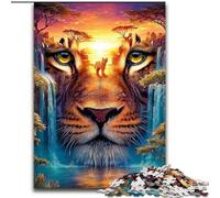 Rompecabezas de 1000 Piezas para Adultos, diseño de Cara de león Juego Interactivo Familiar, Rompecabezas, Juguete Educativo (tamaño 26x38cm)