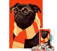 Rompecabezas de 1000 Piezas para Adultos diseño de Carlino otoñal Divertido y Adorable Estilo Pop Art Rompecabezas Minimalistas para Adolescentes Que mejoran la Memoria Un desafío Educativo único