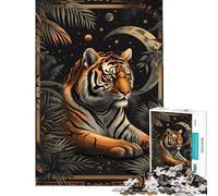 Rompecabezas de 1000 Piezas para Adultos diseño de Carta del Tarot del Tigre Juego de ingenio para Adultos una Obra de Arte para cumpleaños y Navidad (tamaño 38x52cm)