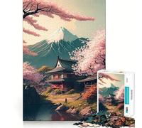 Rompecabezas de 1000 Piezas para Adultos,diseño de casa Japonesa con Flores de Cerezo,Ajuste, Juguete para desarrollar la Capacidad cognitiva,Ideal para Momentos de Relax y como Regalo Festivo