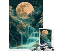 Rompecabezas de 1000 Piezas para Adultos diseño de Cascada iluminada por la Luna con árbol Lunar Juguetes antiestrés Regalos para Mujeres y Hombres Juego Familiar Actividades Divertidas en casa