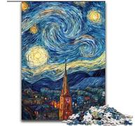 Rompecabezas de 1000 Piezas para Adultos, diseño de Castillo bajo el Cielo Nocturno, de Madera, Colorido, para decoración del hogar y Juego Familiar Interactivo, tamaño 50x75cm
