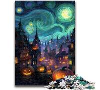 Rompecabezas de 1000 Piezas para Adultos, diseño de Castillo Nocturno, Juego de Preguntas y respuestas, decoración de Pared, cumpleaños y Navidad (38x26cm)