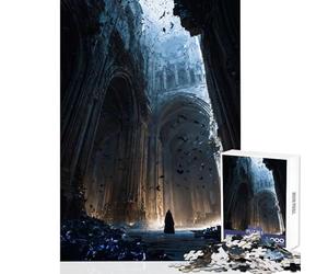 Rompecabezas de 1000 Piezas para Adultos diseño de Catedral gótica y enjambre de murciélagos Juguetes antiestrés Obras de Arte Regalo Juegos Familiares difícil y desafiante tamaño 50x75cm