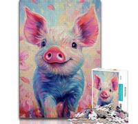 Rompecabezas de 1000 Piezas para Adultos diseño de Cerdo bebé Pintura al óleo Rompecabezas para Adultos Alivio del estrés Vacaciones en casa Matar el Tiempo Juguetes de decoración del hogar 26x38cm