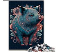 Rompecabezas de 1000 Piezas para Adultos, diseño de Cerdo de fantasía Colorido, Hecho de Madera, Ideal como decoración artística o Regalo de cumpleaños, 50x75cm, para Juegos interactivos Familiares