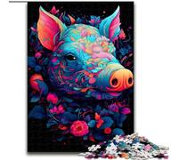 Rompecabezas de 1000 Piezas para Adultos, diseño de Cerdo de Madera, Ideal como decoración o Regalo de cumpleaños, 50x75cm, Ideal para Adolescentes