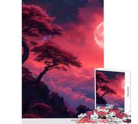 Rompecabezas de 1000 Piezas para Adultos diseño de Cerezo japonés luz de Luna Juguete Educativo Regalo para Mujeres y Hombres Juego práctico colección de Artistas Bellas Artes tamaño 38x26cm