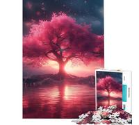 Rompecabezas de 1000 Piezas para Adultos diseño de cerezos en Flor al Amanecer Ideal para Hacer tú Mismo Juguetes para Adultos Actividades Divertidas para aliviar el estrés en casa (tamaño 50x75cm)