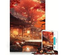Rompecabezas de 1000 Piezas para Adultos,diseño de cerezos en Flor,casa Japonesa,Corte preciso,Divertido Rompecabezas,Regalo para el Tiempo Libre,decoración navideña (38x52cm)
