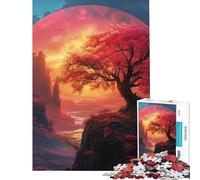 Rompecabezas de 1000 Piezas para Adultos diseño de cerezos en Flor y Luna Ideal para Relajarse Perfecto como Regalo para Mujeres o para fomentar la interacción Entre Padres e Hijos (tamaño 38x52cm)