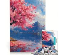 Rompecabezas de 1000 Piezas para Adultos, diseño de cerezos en Flor y océano, decoración de Pared, Ideal para armar, Regalos para Amigos y Familiares 38x26cm